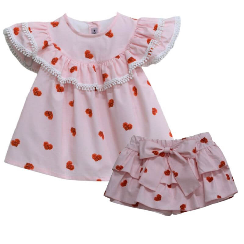 Phi Clothing Girls Pink Heart Blouse & Bloomers