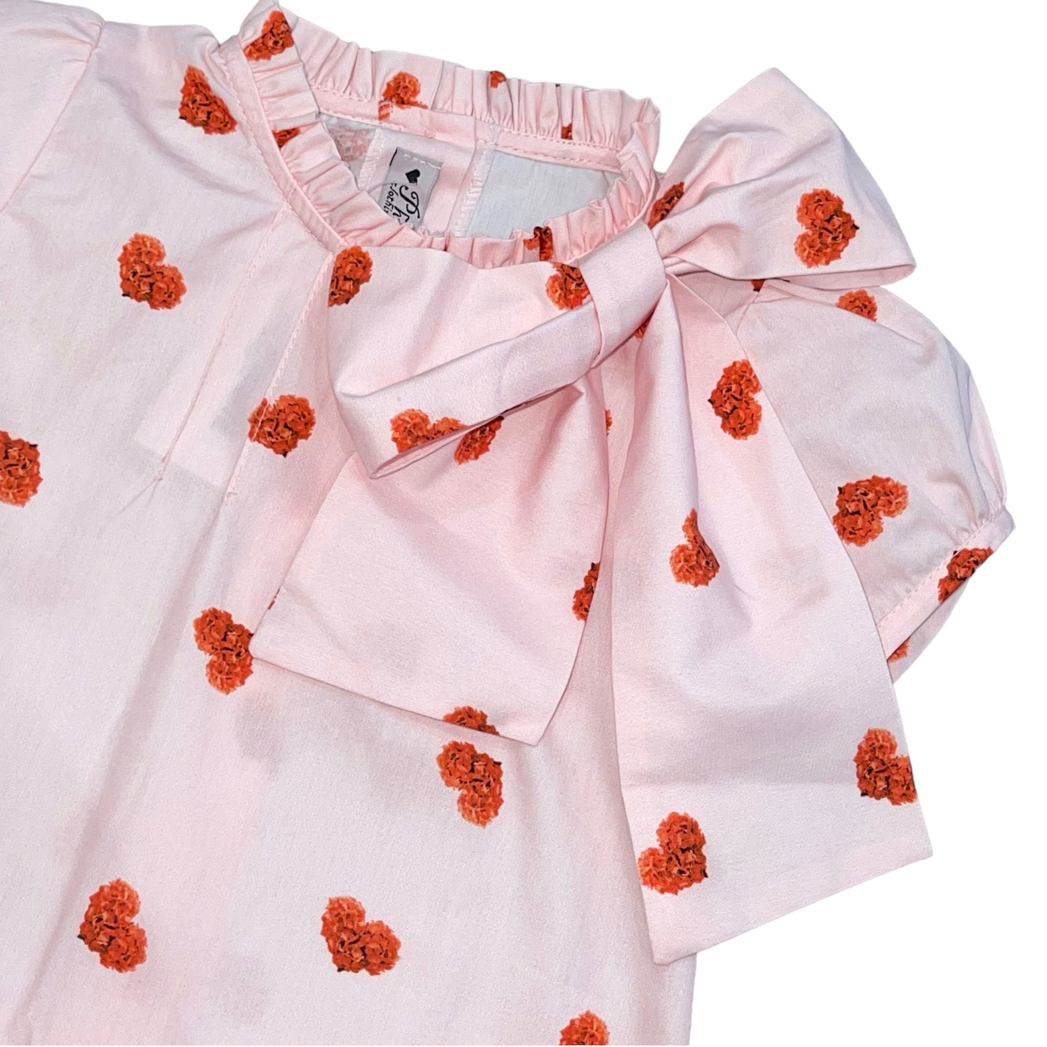 Phi Clothing Girls Pink Heart Bow Blouse & Skort