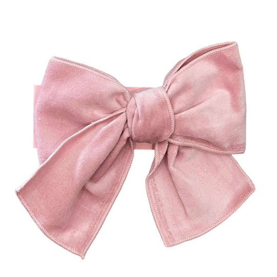 Girls Pink Velvet Hairbow