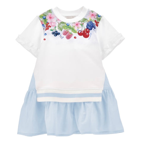 Monnalisa Girls Blue Fruit Dress