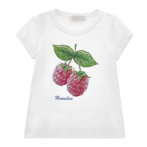 Monnalisa Girls White Berry Tshirt