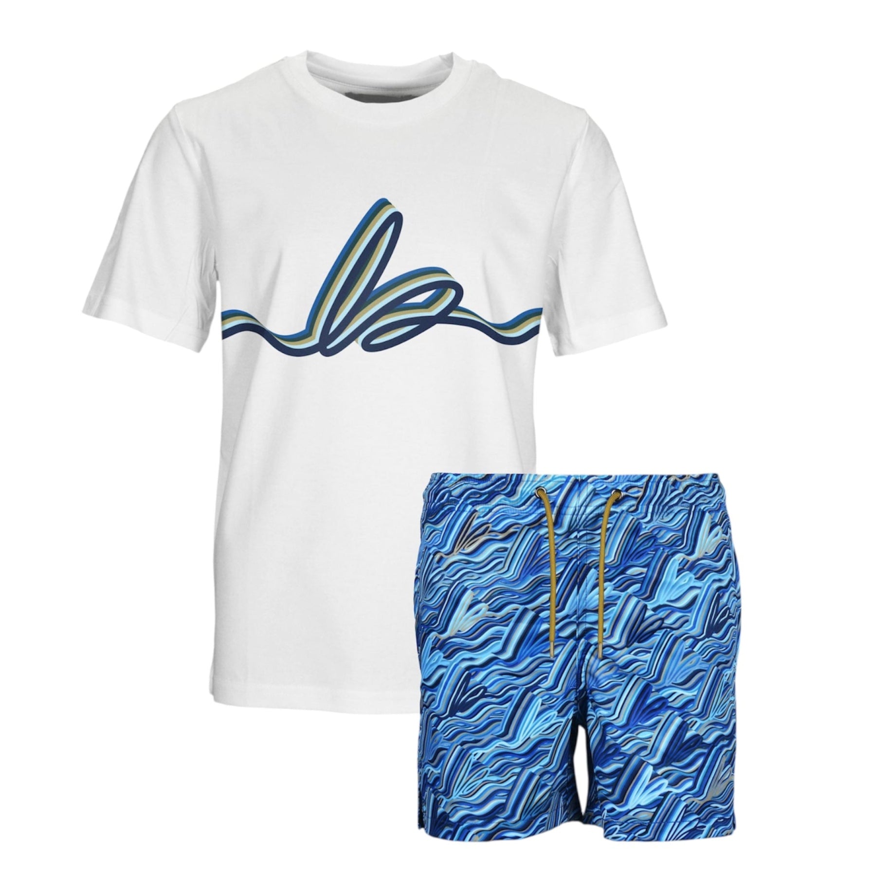 Moda Bandidos Boys White Swirl Swim Set