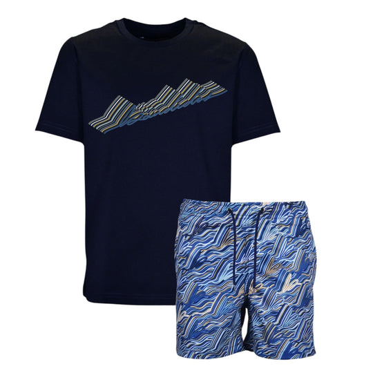 Boys Navy Swirl Swim Set
