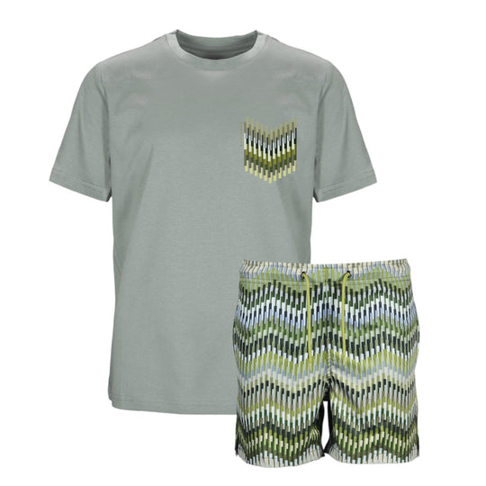 Boys Khaki Zig Zag Swim Set