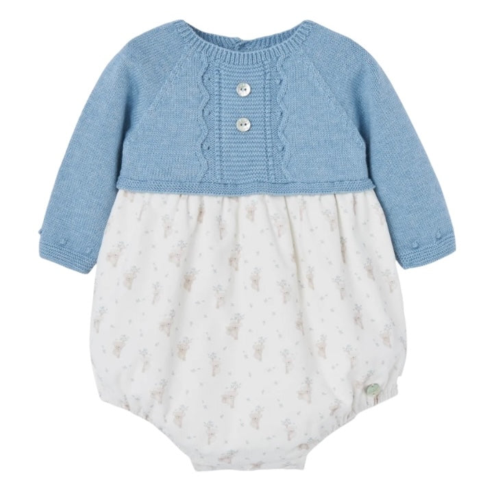 Paz Rodriguez Boys Blue Knitted Romper
