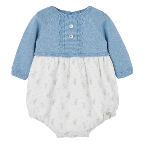 Paz Rodriguez Boys Blue Knitted Romper