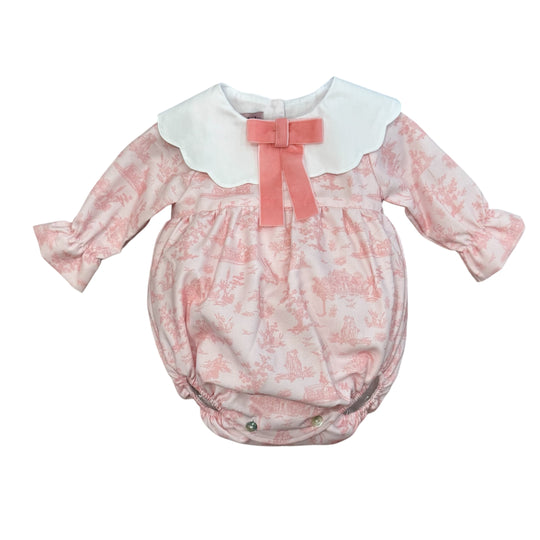 Baby Girls Pink Toile Romper