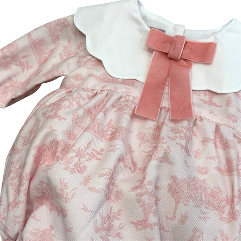 Phi Clothing Baby Girls Pink Toile Romper