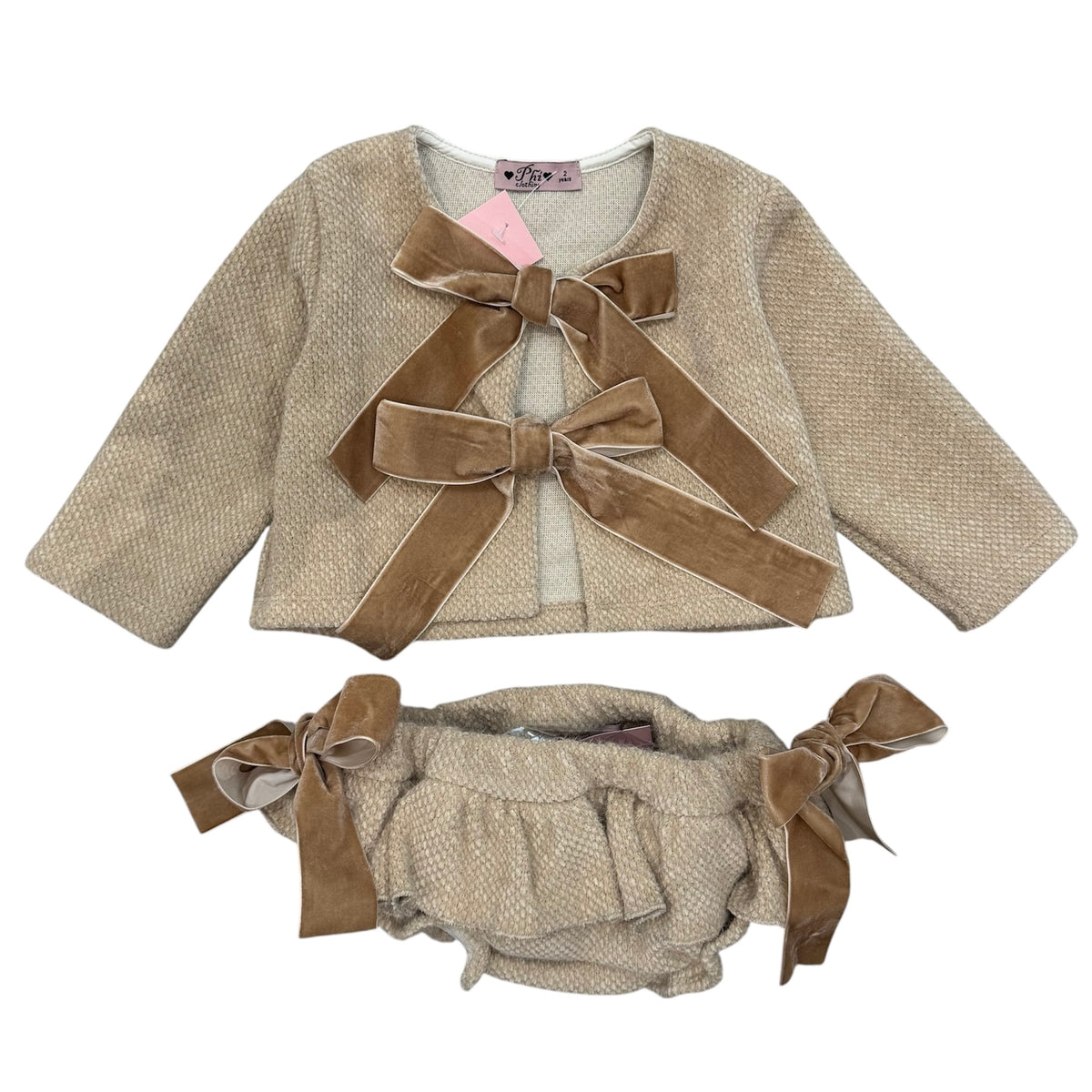Phi Clothing Baby Girls Beige Set