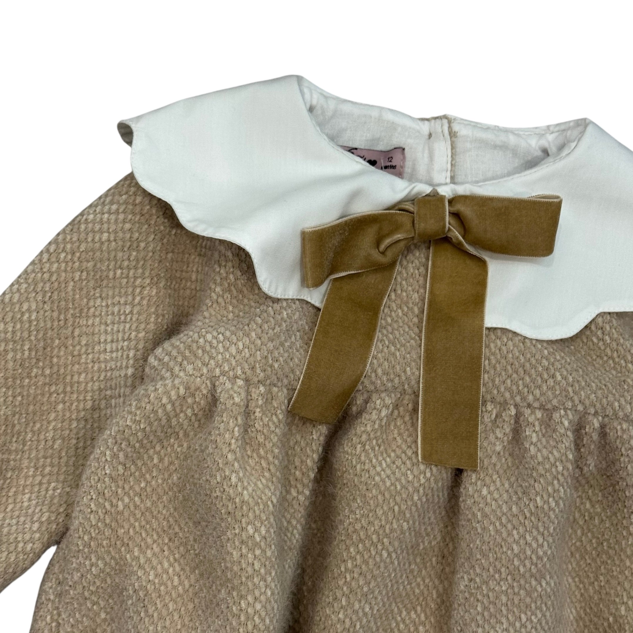 Phi Clothing Baby Girls Beige Romper
