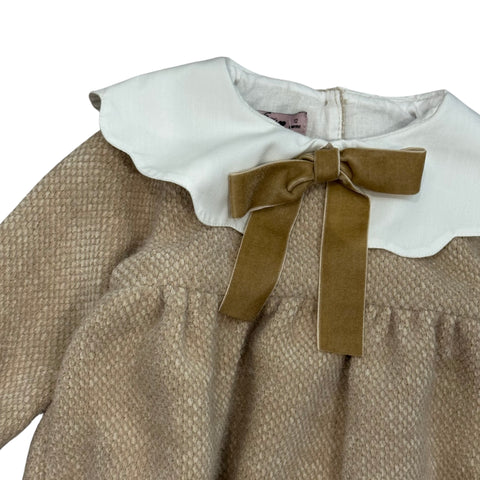 Phi Clothing Baby Girls Beige Romper