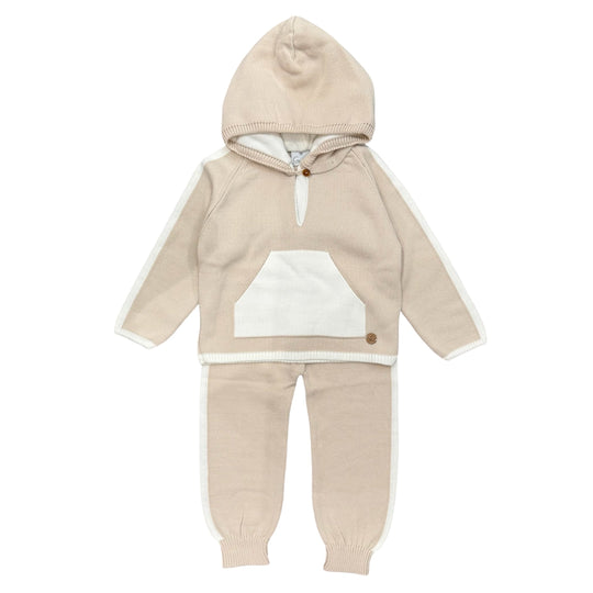 Boys Beige Knitted Tracksuit