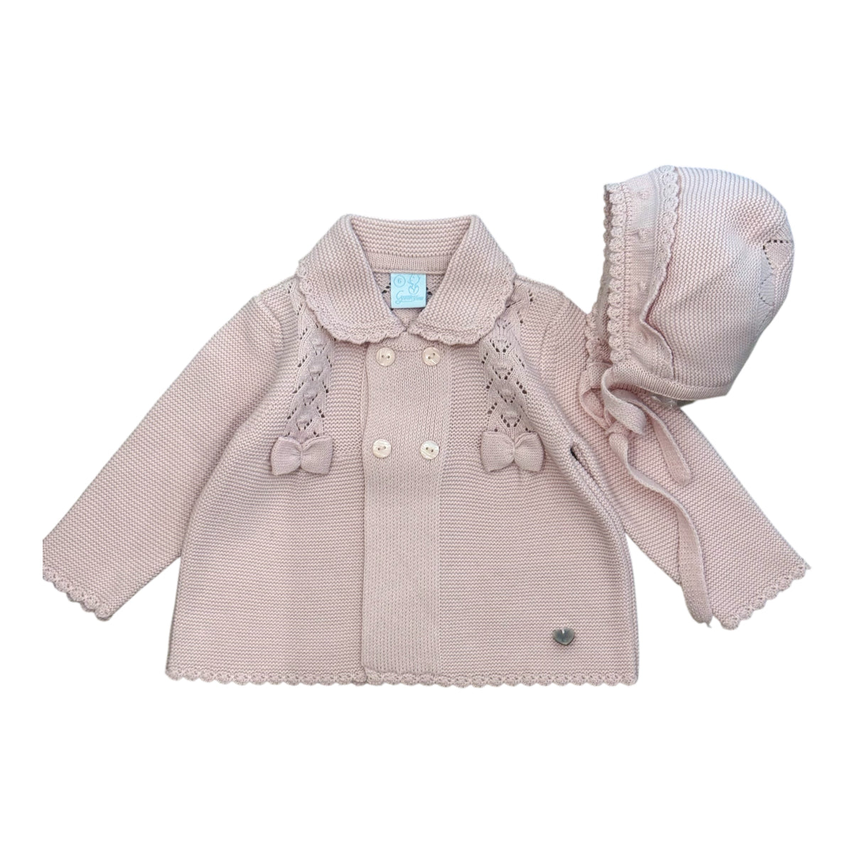 Granlei Baby Girls Pink Knitted Jacket & Bonnet