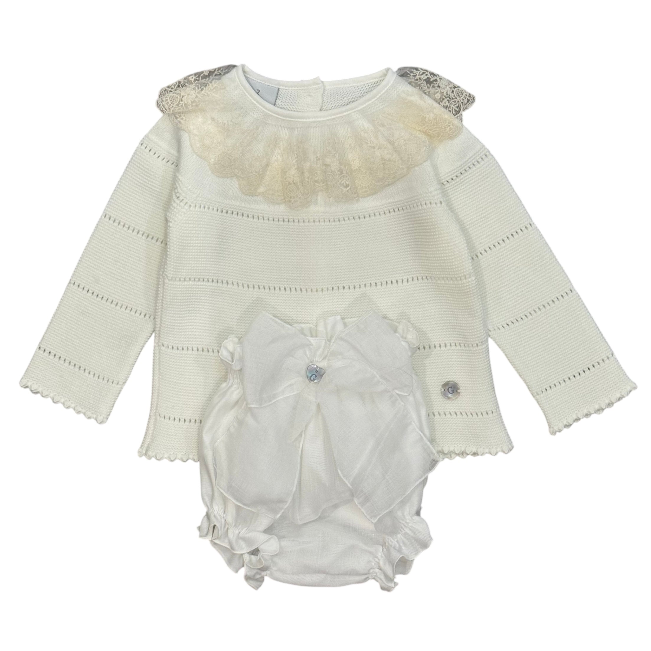 Granlei Baby Girls Cream Knitted Set