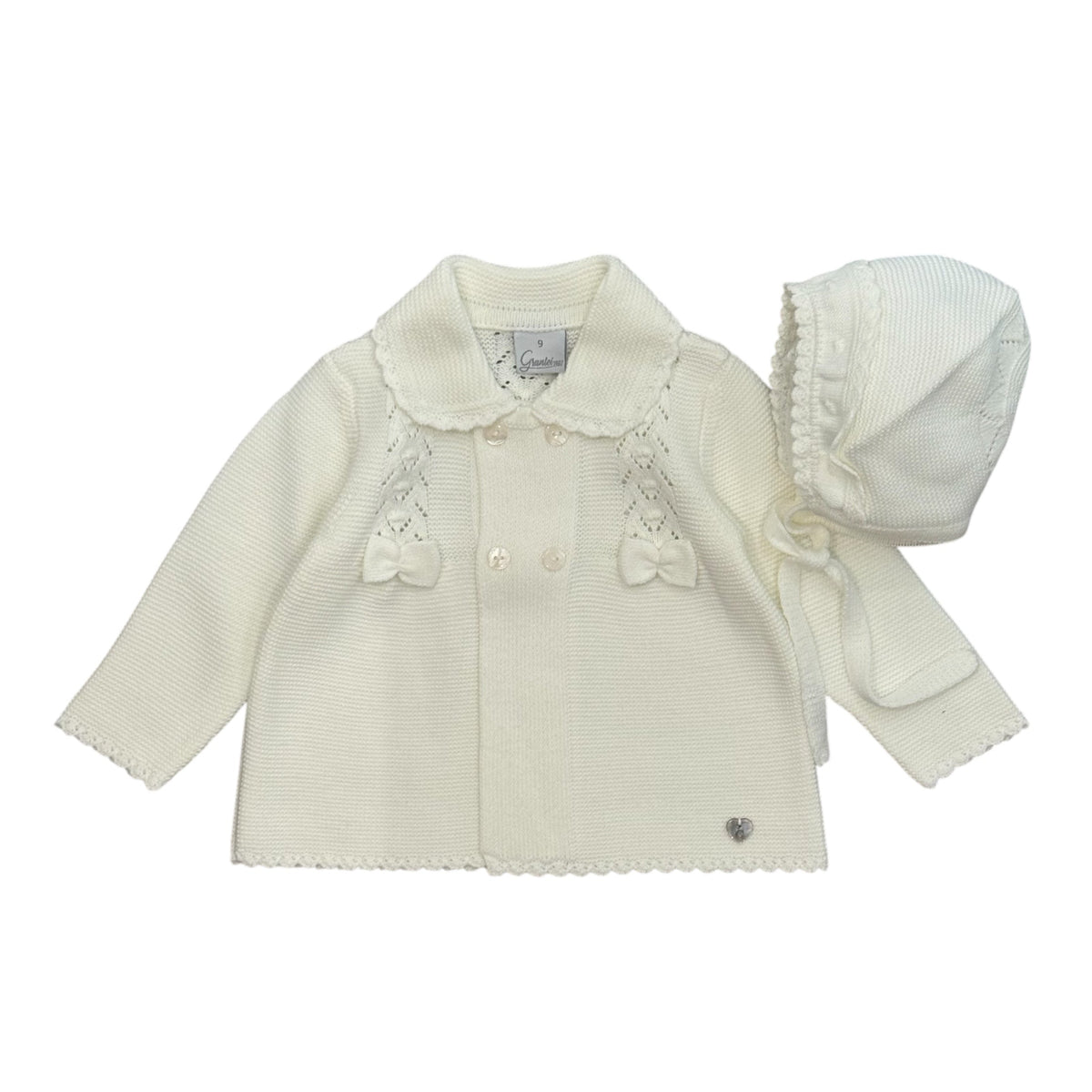 Granlei Baby Girls Cream Knitted Jacket & Bonnet