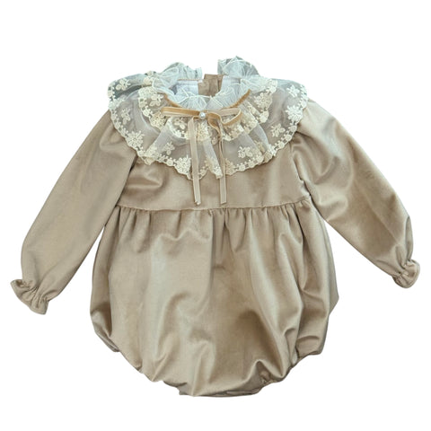 Fofettes Baby Girls Beige Frill Romper