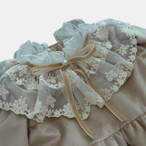 Fofettes Baby Girls Beige Frill Romper