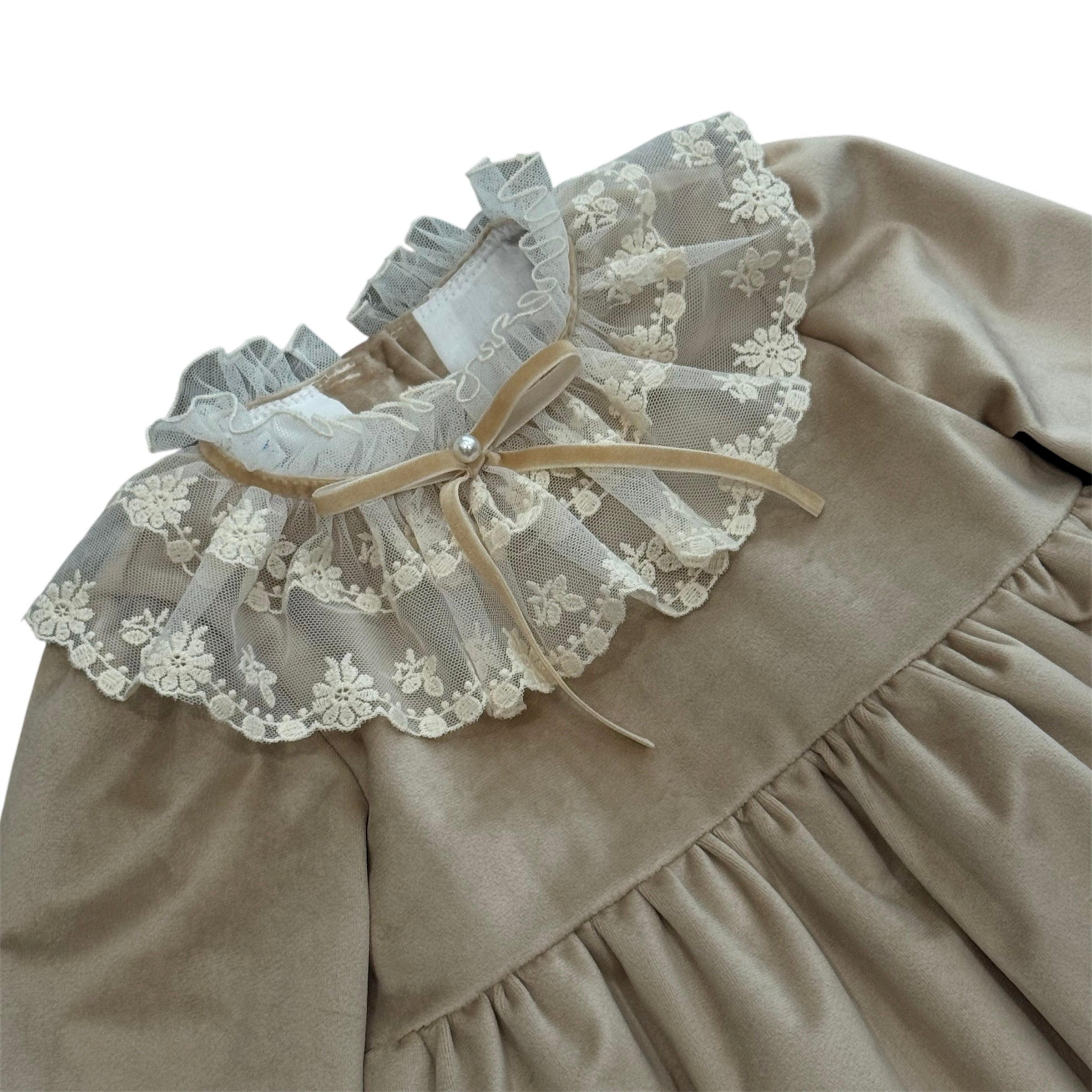 Fofettes Baby Girls Beige Frill Dress