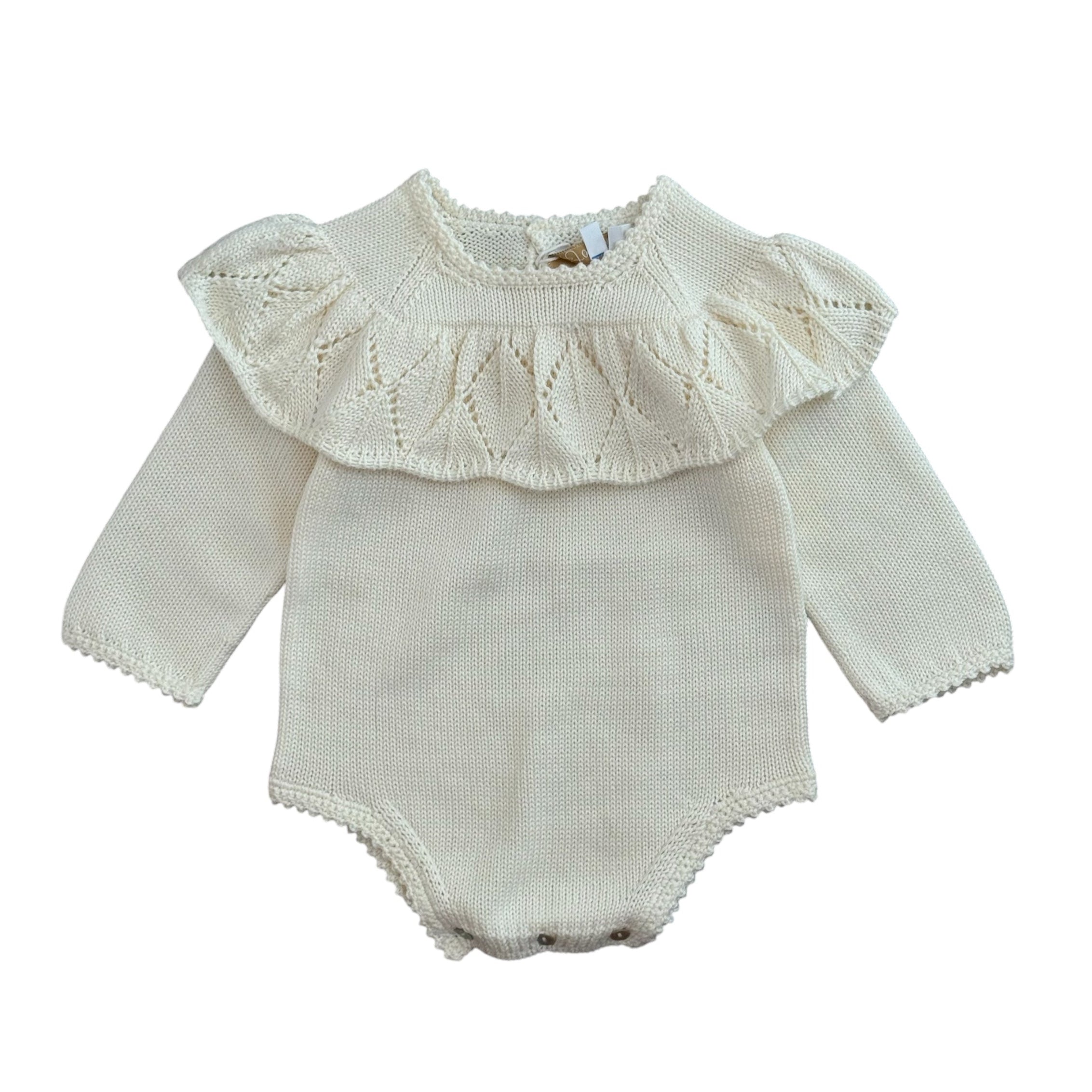 Fofettes Baby Girls Cream Knitted Romper