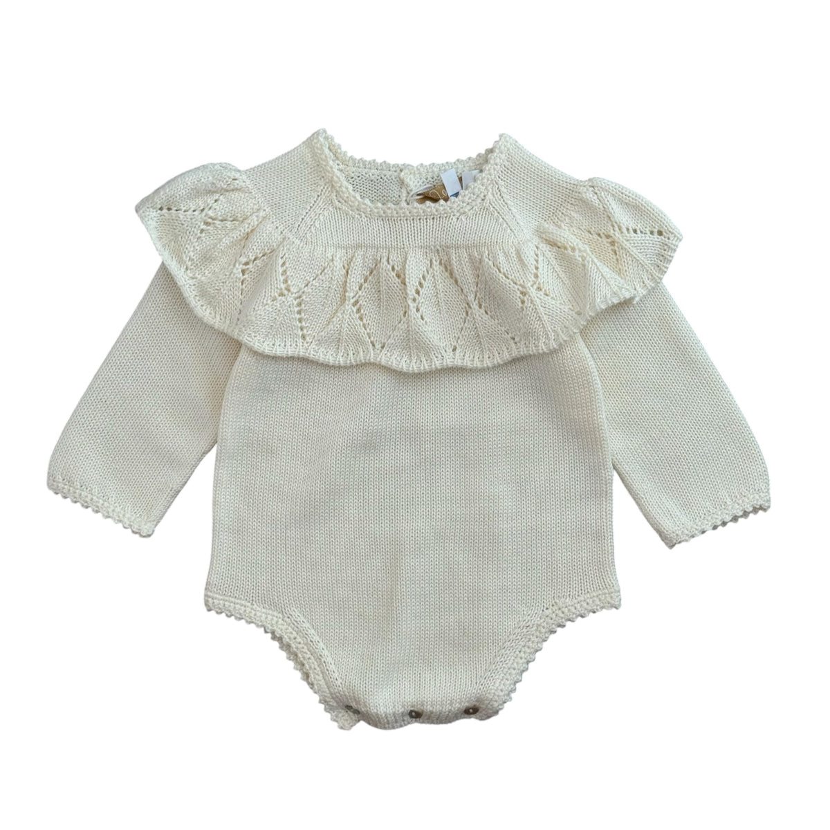 Fofettes Baby Girls Cream Knitted Romper