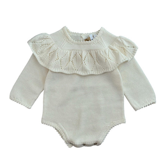 Baby Girls Cream Knitted Romper
