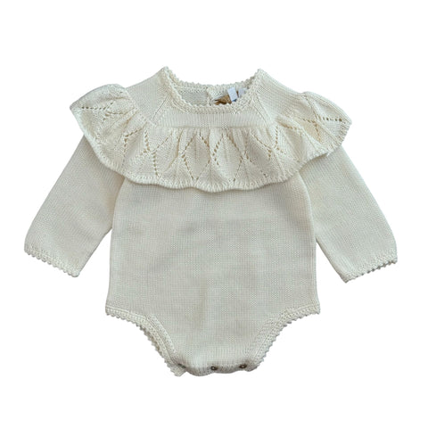Fofettes Baby Girls Cream Knitted Romper