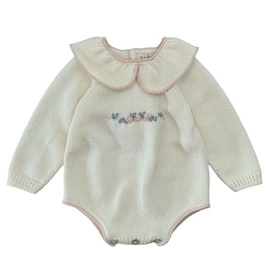 Baby Girls Cream Knitted Romper