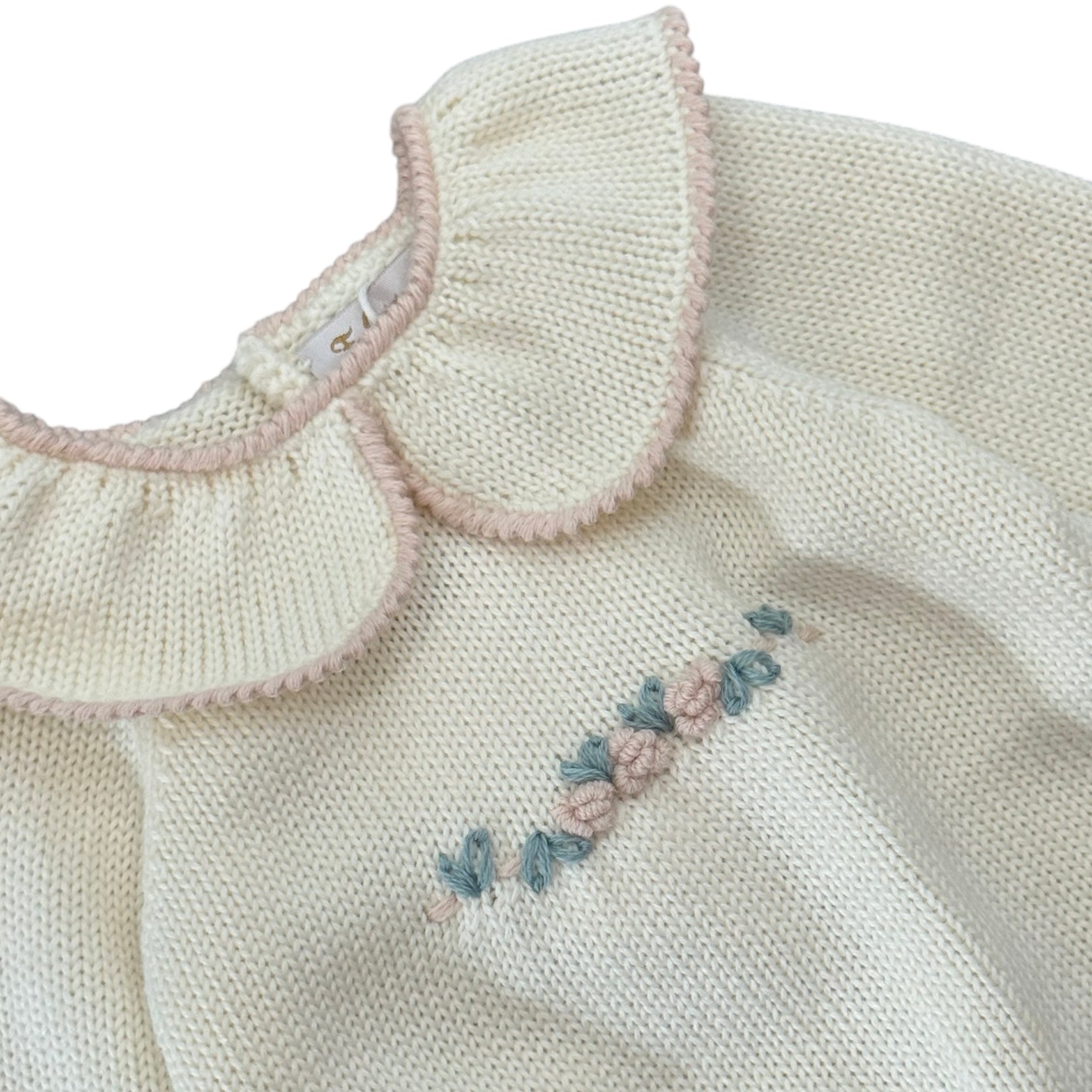 Fofettes Baby Girls Cream Knitted Romper