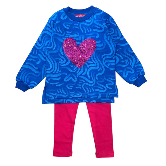 Girls Blue Heart Legging Set