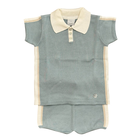 Boys Green Stripe Short Set