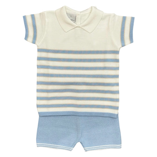 Boys Blue Stripe Short Set