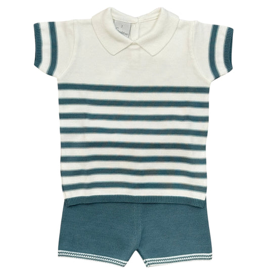 Boys Green Stripe Short Set