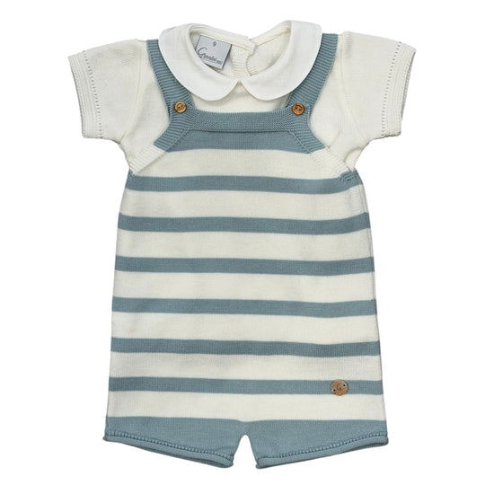 Boys Teal Stripe Romper
