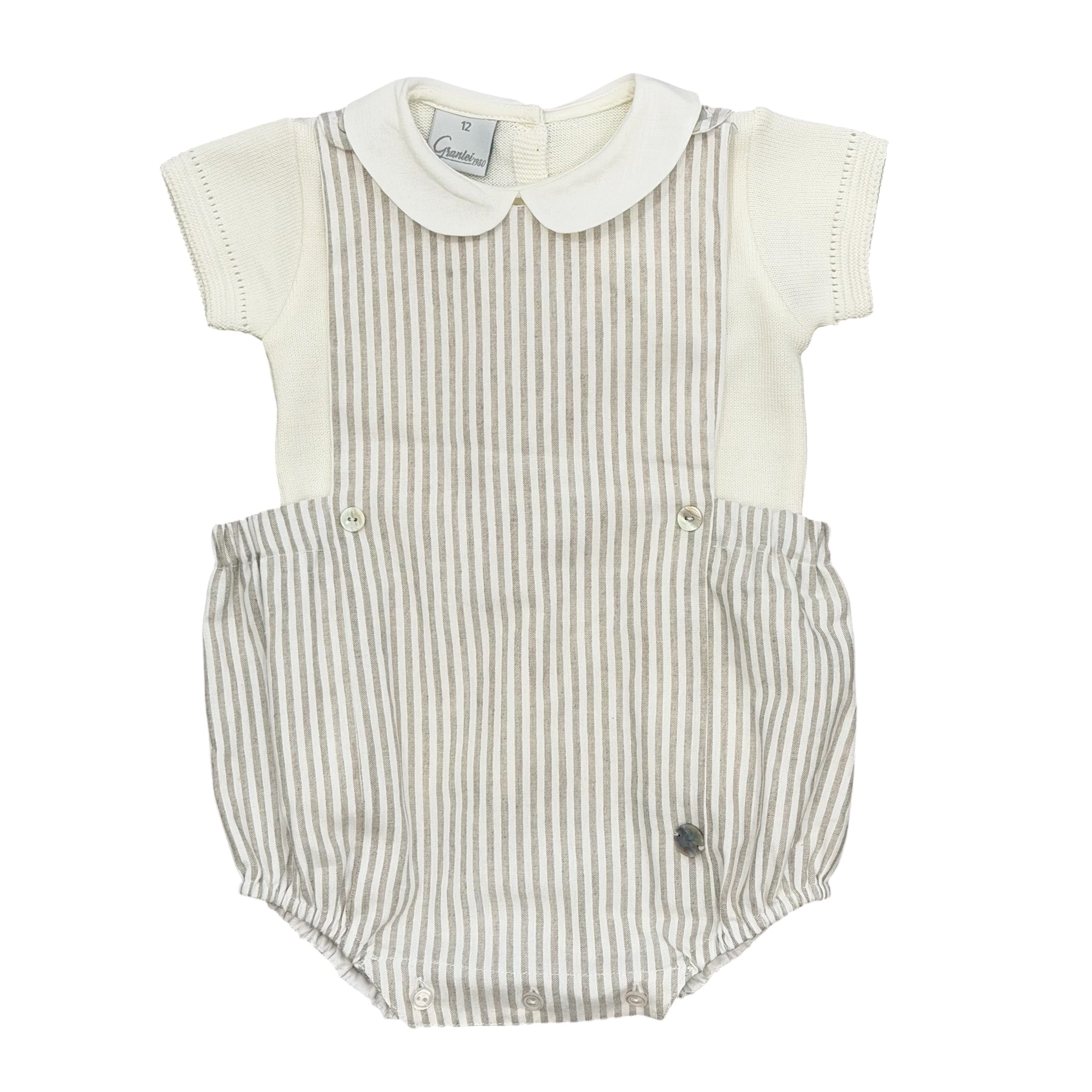 Granlei Boys Beige Stripe Romper