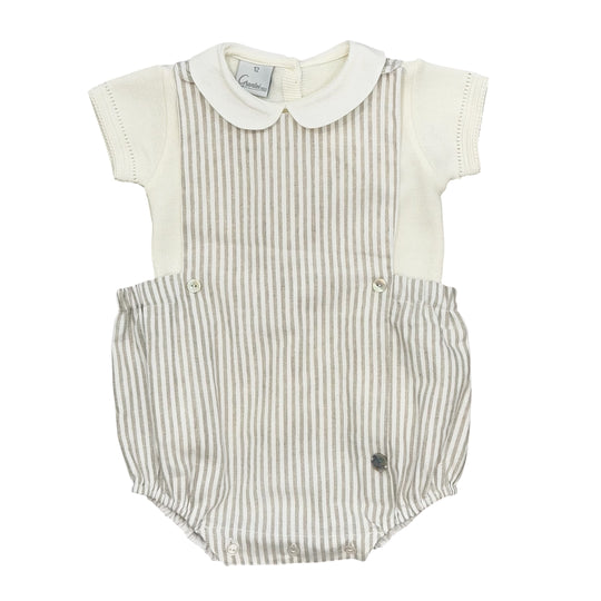 Boys Beige Stripe Romper
