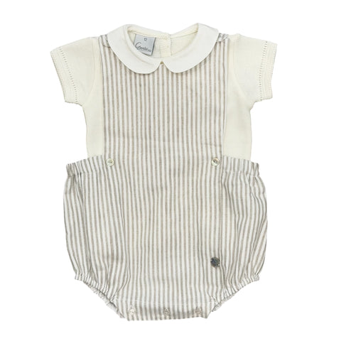 Granlei Boys Beige Stripe Romper