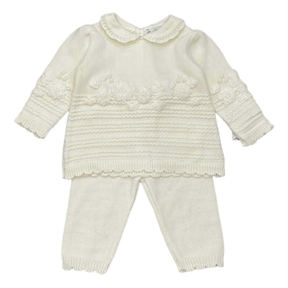 Sarah Louise Baby Girls Ivory 2 Piece Knitted Set