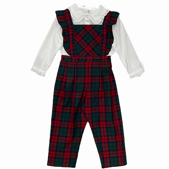 Girls Tartan Frill Dungarees with Frill Shirt