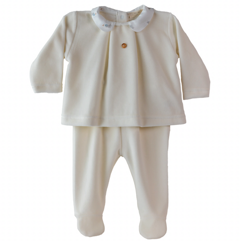 Baby Gi Baby Boys Cream Rabbit Velour Set