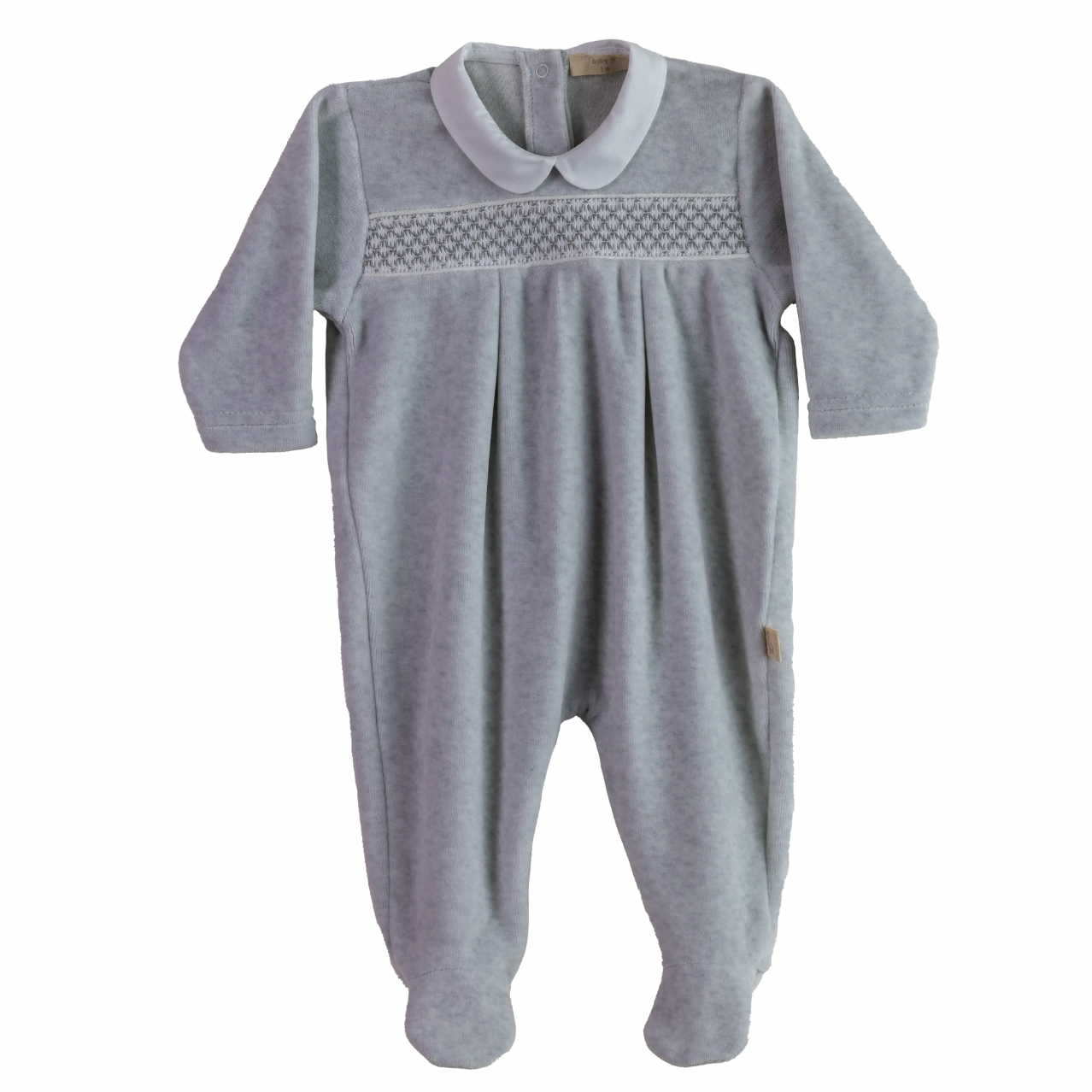 Baby Gi Baby Boys Grey Velour Babygrow