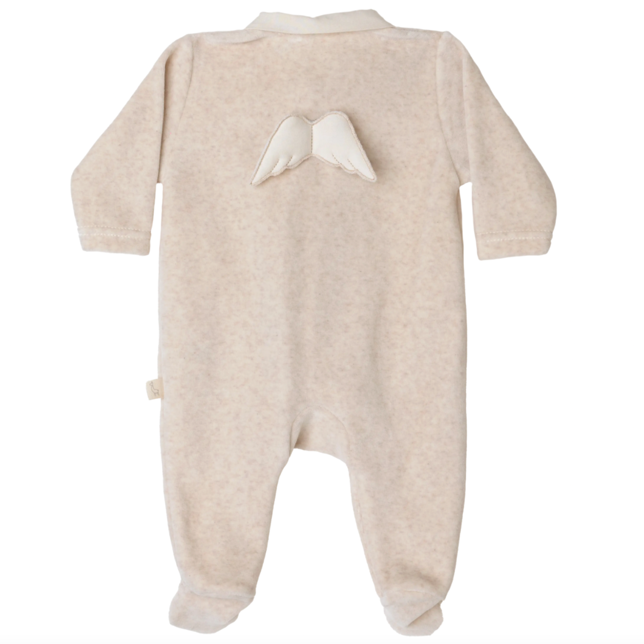 Baby Gi Unisex Beige Velour Angel Babygrow & Hat