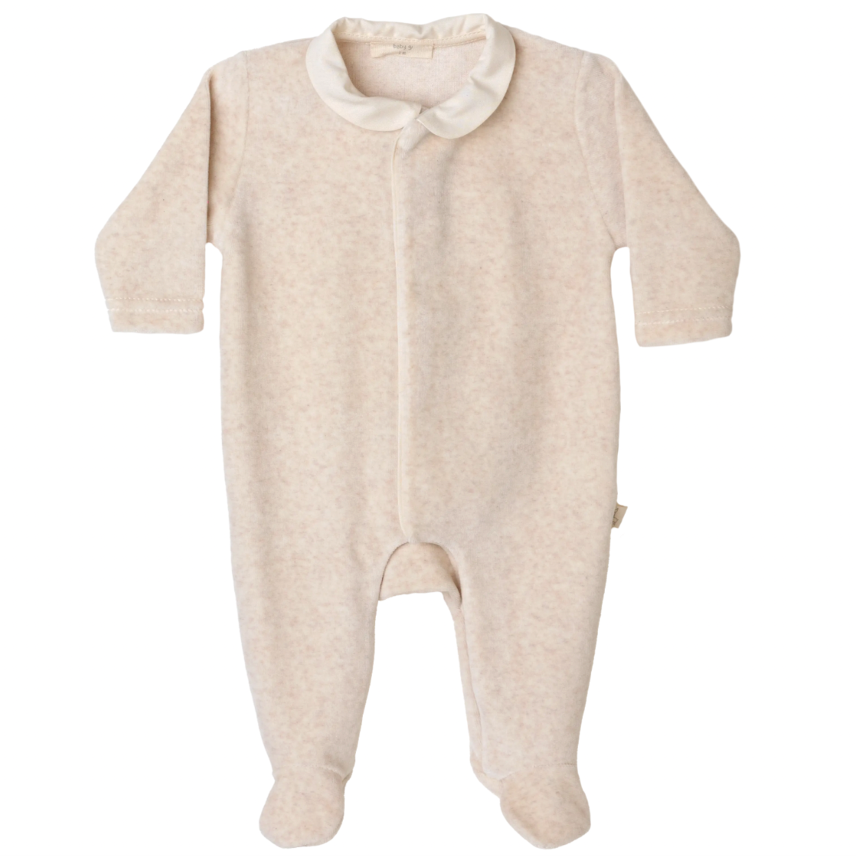 Baby Gi Unisex Beige Velour Angel Babygrow & Hat