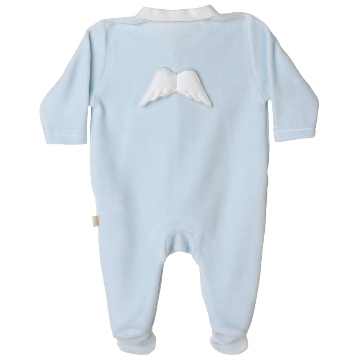 Baby Gi Boys Blue Velour Angel Babygrow & Hat