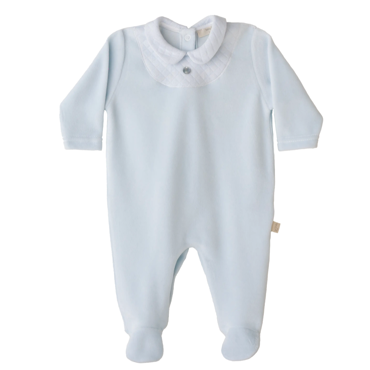 Baby Gi Baby Boys Blue Velour Babygrow