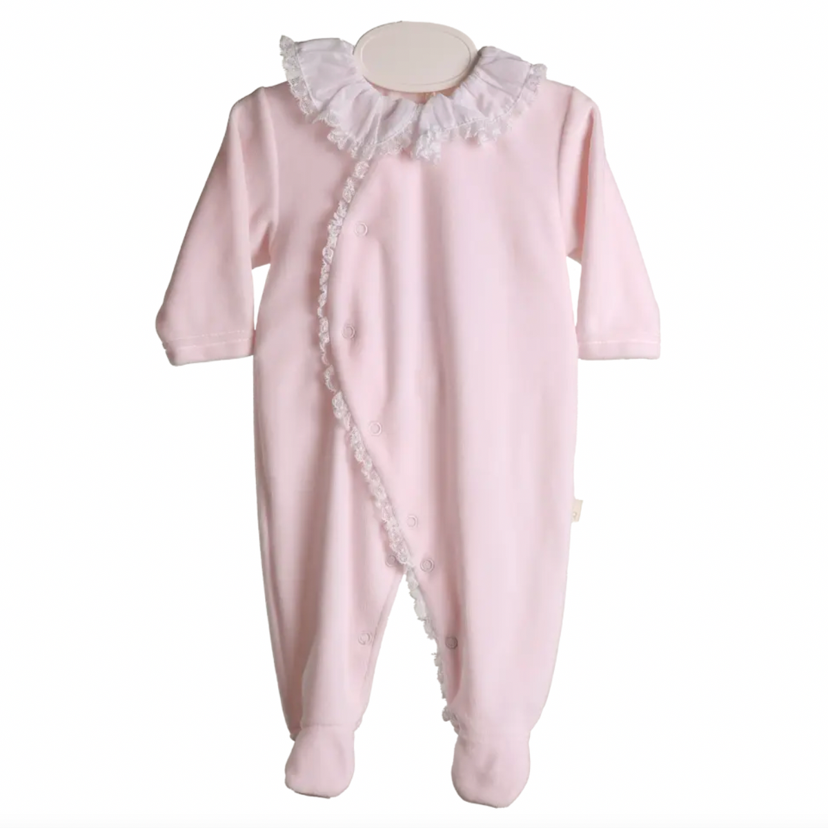 Baby Gi Baby Girls Pink Velour Frill Babygrow