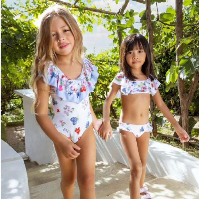 Girls White Frill Fruit Swimsuit Liverpool