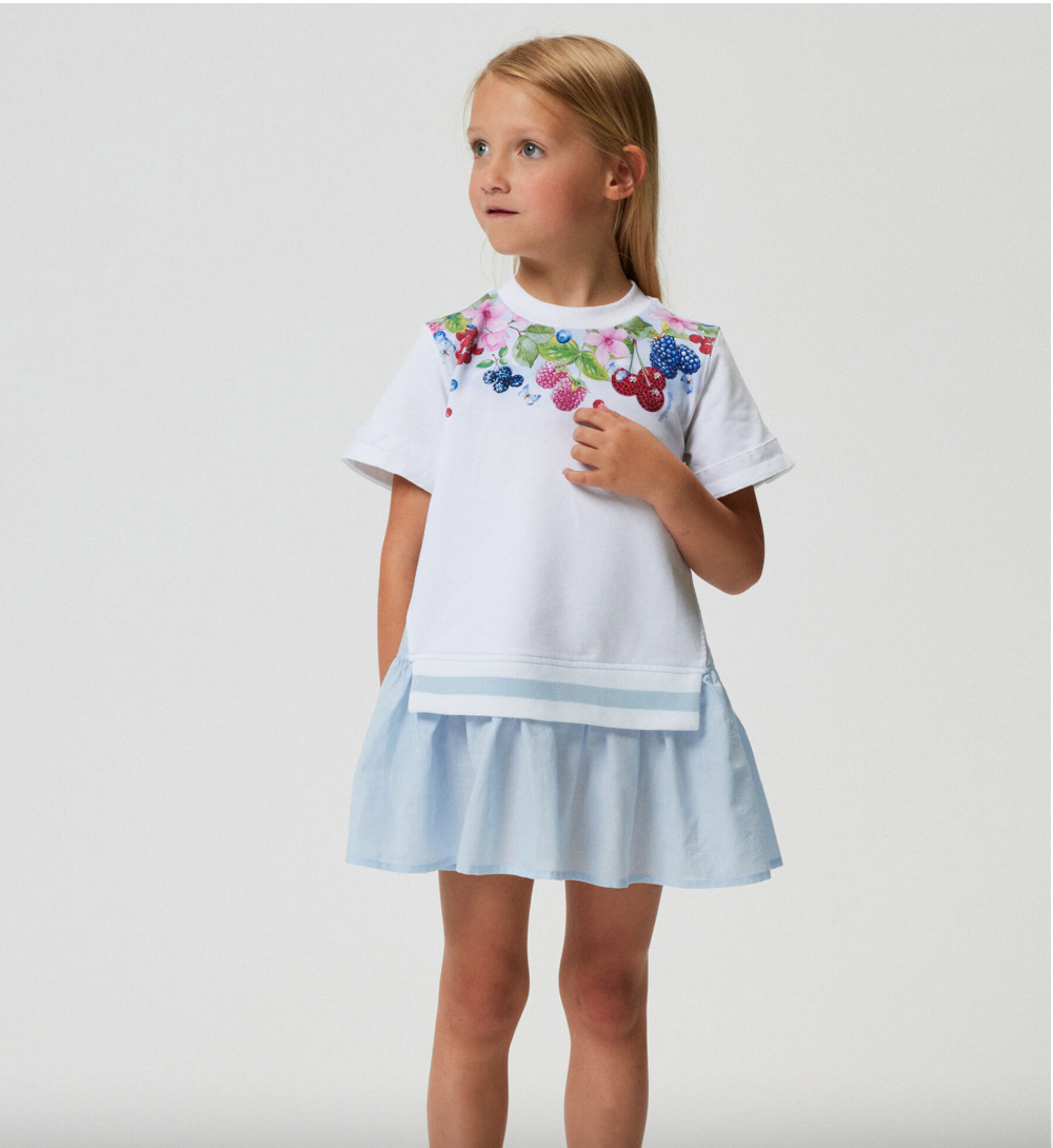 Monnalisa Girls Blue Fruit Dress