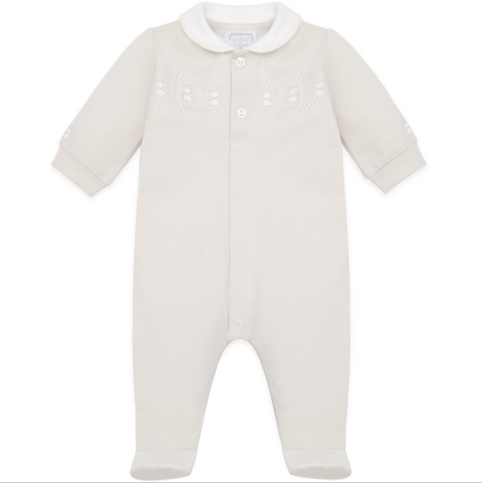 Baby Boys Beige Teddy Babygrow with Hat