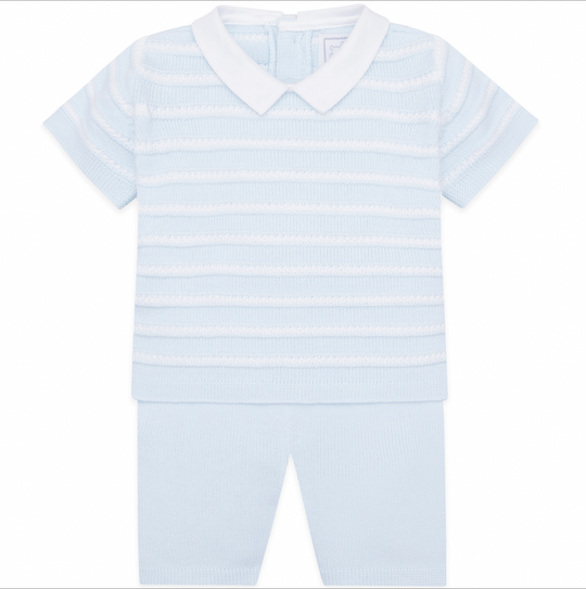 Baby Boys Blue Knitted Short Set