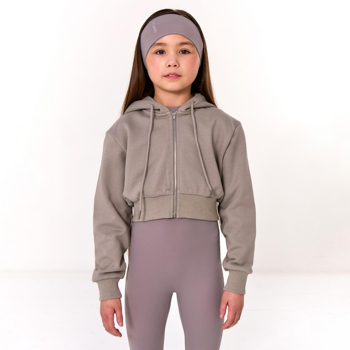 Blanca Kids Girls Grey Cropped Zip-up Hoody
